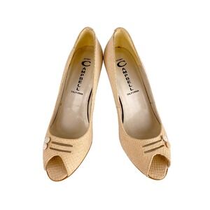 Jeffrey Campbell Embossed Suede Leather Heels Women's 7 Luxury Open Toe Pumps